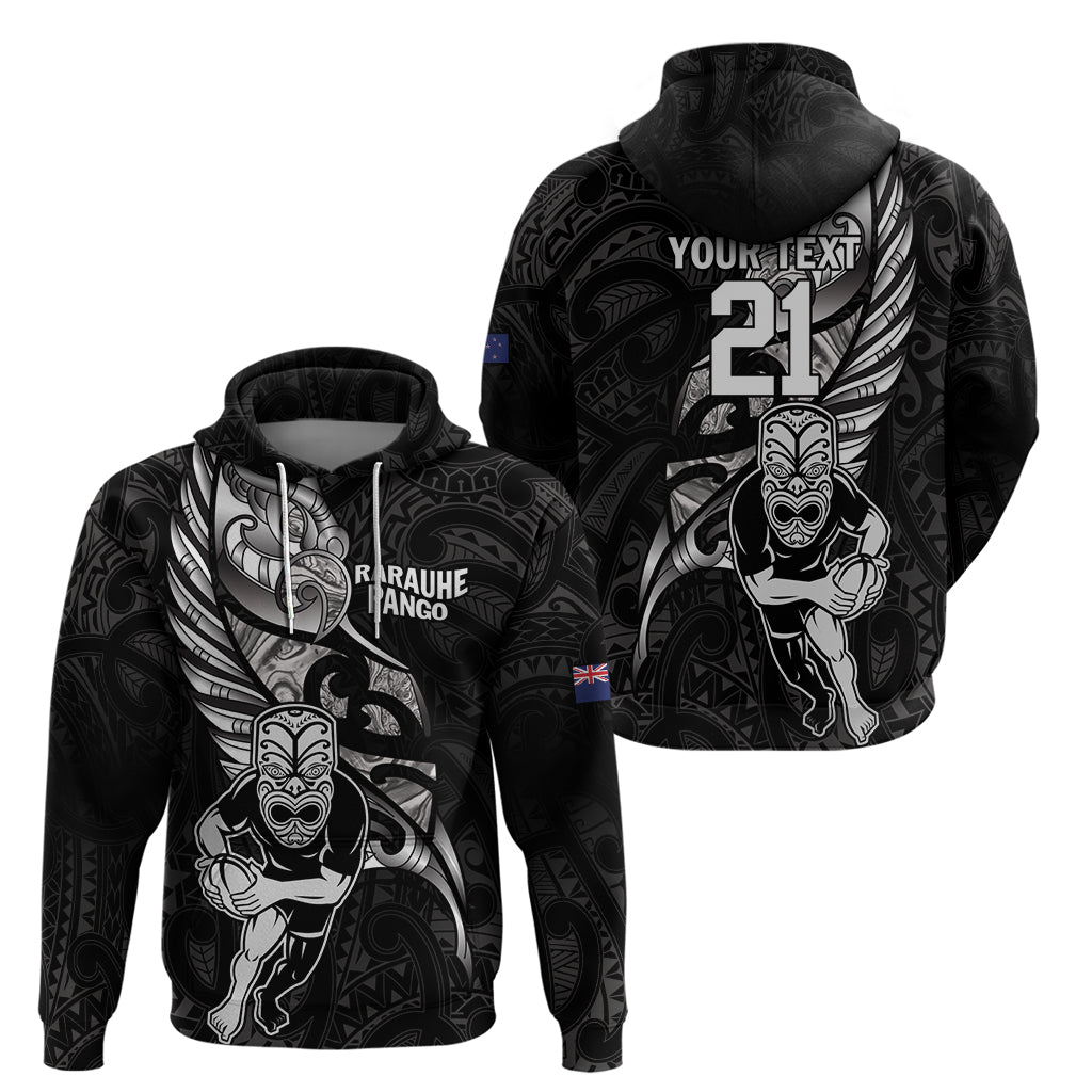 Custom New Zealand Maori Rugby Hoodie Rarauhe Pango Silver Fern Manaia