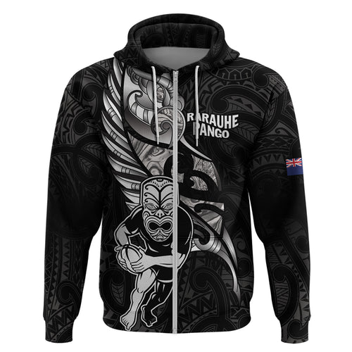Custom New Zealand Maori Rugby Hoodie Rarauhe Pango Silver Fern Manaia