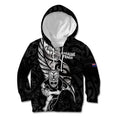 Custom New Zealand Maori Rugby Kid Hoodie Rarauhe Pango Silver Fern Manaia