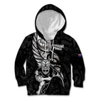 Custom New Zealand Maori Rugby Kid Hoodie Rarauhe Pango Silver Fern Manaia