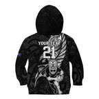 Custom New Zealand Maori Rugby Kid Hoodie Rarauhe Pango Silver Fern Manaia