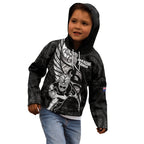 Custom New Zealand Maori Rugby Kid Hoodie Rarauhe Pango Silver Fern Manaia