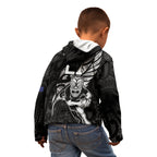 Custom New Zealand Maori Rugby Kid Hoodie Rarauhe Pango Silver Fern Manaia