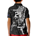Custom New Zealand Maori Rugby Kid Polo Shirt Rarauhe Pango Silver Fern Manaia