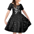 Custom New Zealand Maori Rugby Kid Short Sleeve Dress Rarauhe Pango Silver Fern Manaia