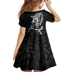 Custom New Zealand Maori Rugby Kid Short Sleeve Dress Rarauhe Pango Silver Fern Manaia
