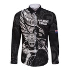 Custom New Zealand Maori Rugby Long Sleeve Button Shirt Rarauhe Pango Silver Fern Manaia