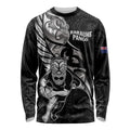 Custom New Zealand Maori Rugby Long Sleeve Shirt Rarauhe Pango Silver Fern Manaia