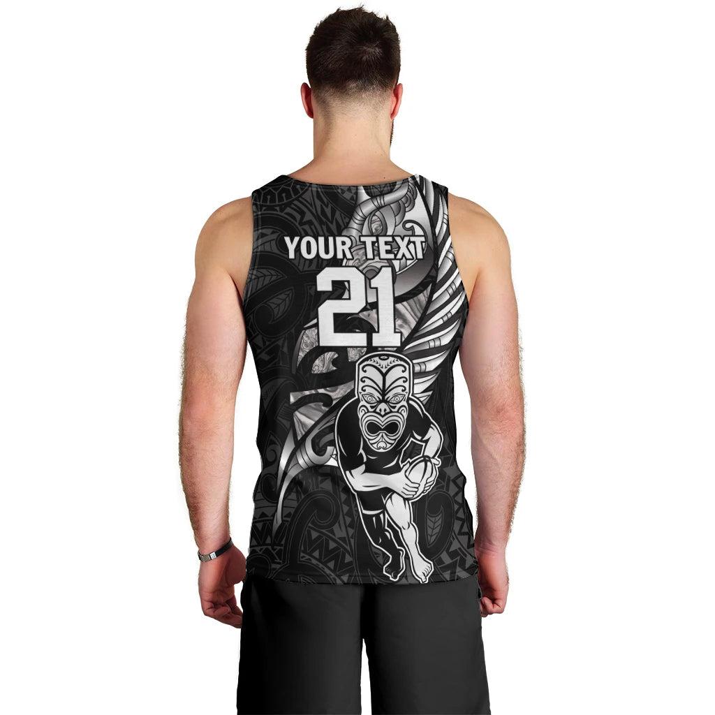 Custom New Zealand Maori Rugby Men Tank Top Rarauhe Pango Silver Fern Manaia