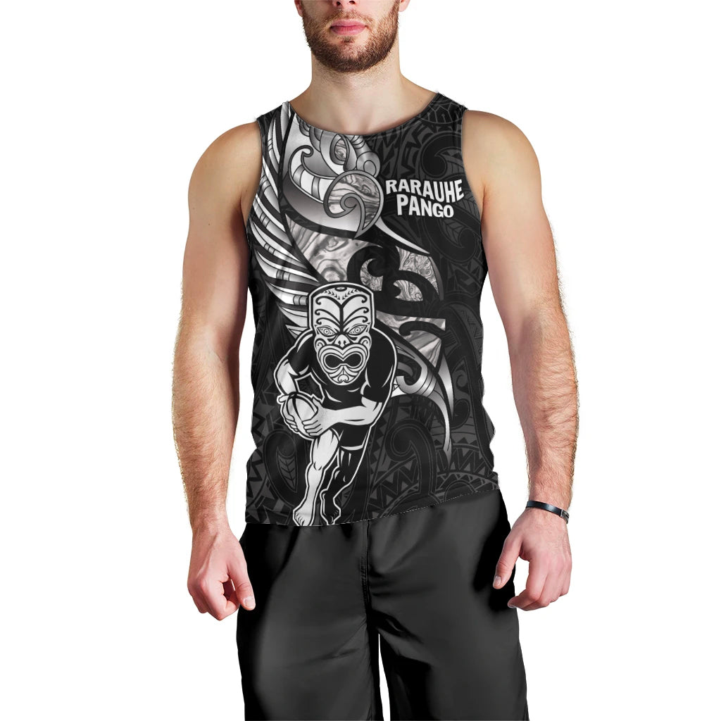 Custom New Zealand Maori Rugby Men Tank Top Rarauhe Pango Silver Fern Manaia