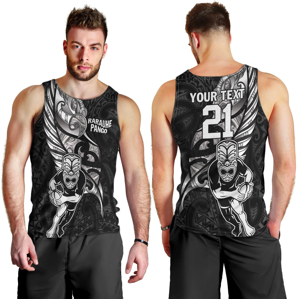 Custom New Zealand Maori Rugby Men Tank Top Rarauhe Pango Silver Fern Manaia