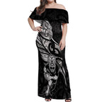Custom New Zealand Maori Rugby Off Shoulder Maxi Dress Rarauhe Pango Silver Fern Manaia