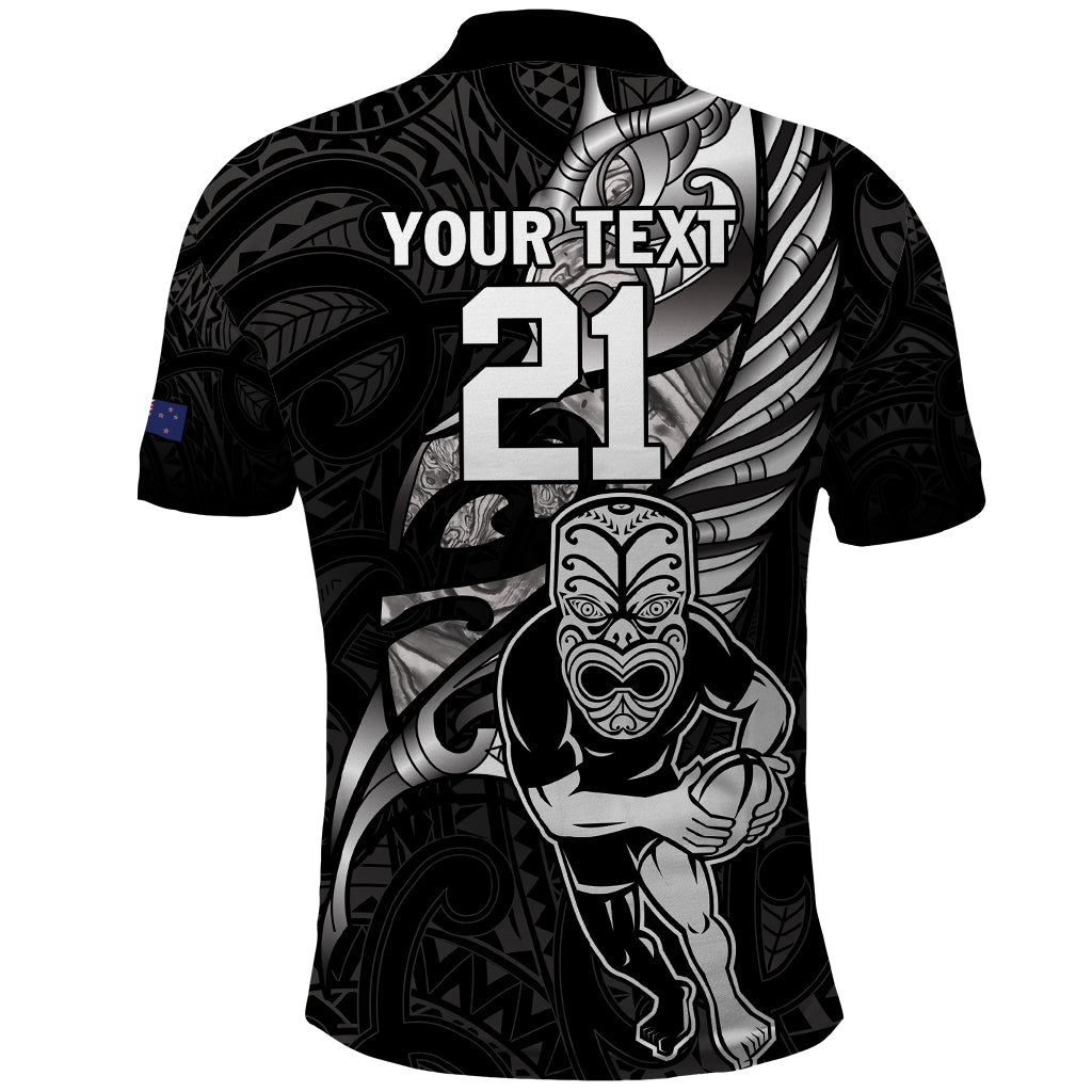 Custom New Zealand Maori Rugby Polo Shirt Rarauhe Pango Silver Fern Manaia