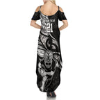 Custom New Zealand Maori Rugby Summer Maxi Dress Rarauhe Pango Silver Fern Manaia