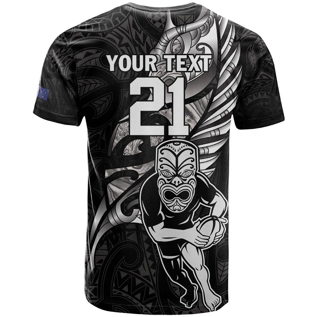 Custom New Zealand Maori Rugby T Shirt Rarauhe Pango Silver Fern Manaia