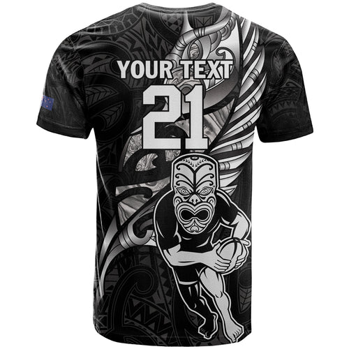 Custom New Zealand Maori Rugby T Shirt Rarauhe Pango Silver Fern Manaia
