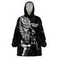 Custom New Zealand Maori Rugby Wearable Blanket Hoodie Rarauhe Pango Silver Fern Manaia