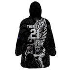 Custom New Zealand Maori Rugby Wearable Blanket Hoodie Rarauhe Pango Silver Fern Manaia