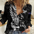 Custom New Zealand Maori Rugby Women Casual Shirt Rarauhe Pango Silver Fern Manaia