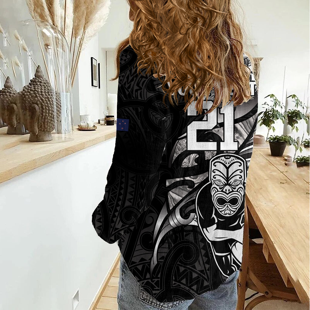 Custom New Zealand Maori Rugby Women Casual Shirt Rarauhe Pango Silver Fern Manaia