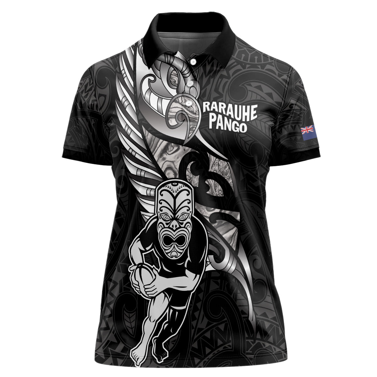 Custom New Zealand Maori Rugby Women Polo Shirt Rarauhe Pango Silver Fern Manaia