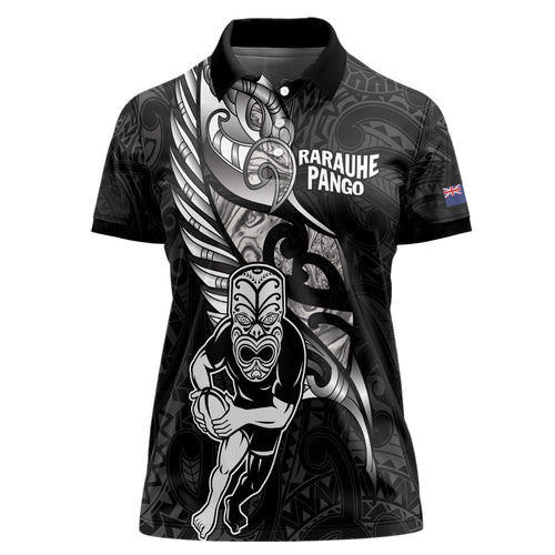 Custom New Zealand Maori Rugby Women Polo Shirt Rarauhe Pango Silver Fern Manaia