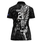 Custom New Zealand Maori Rugby Women Polo Shirt Rarauhe Pango Silver Fern Manaia