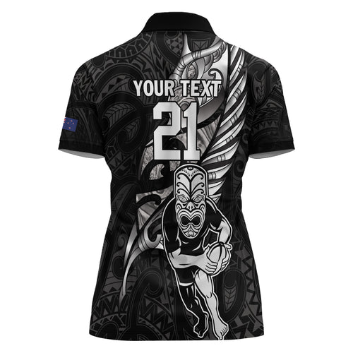 Custom New Zealand Maori Rugby Women Polo Shirt Rarauhe Pango Silver Fern Manaia