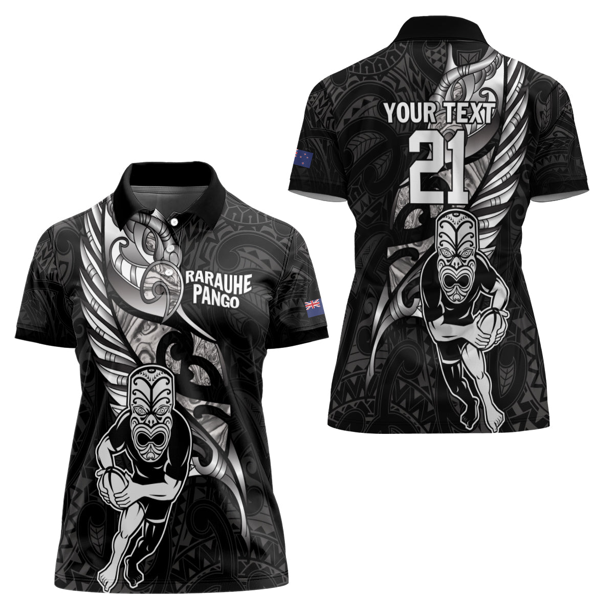 Custom New Zealand Maori Rugby Women Polo Shirt Rarauhe Pango Silver Fern Manaia