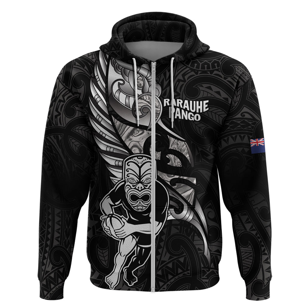 Custom New Zealand Maori Rugby Zip Hoodie Rarauhe Pango Silver Fern Manaia