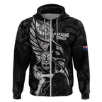 Custom New Zealand Maori Rugby Zip Hoodie Rarauhe Pango Silver Fern Manaia