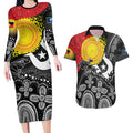 Aboriginal-Torres Strait Islanders Couples Matching Long Sleeve Bodycon Dress and Hawaiian Shirt Together Culture Inspired Story