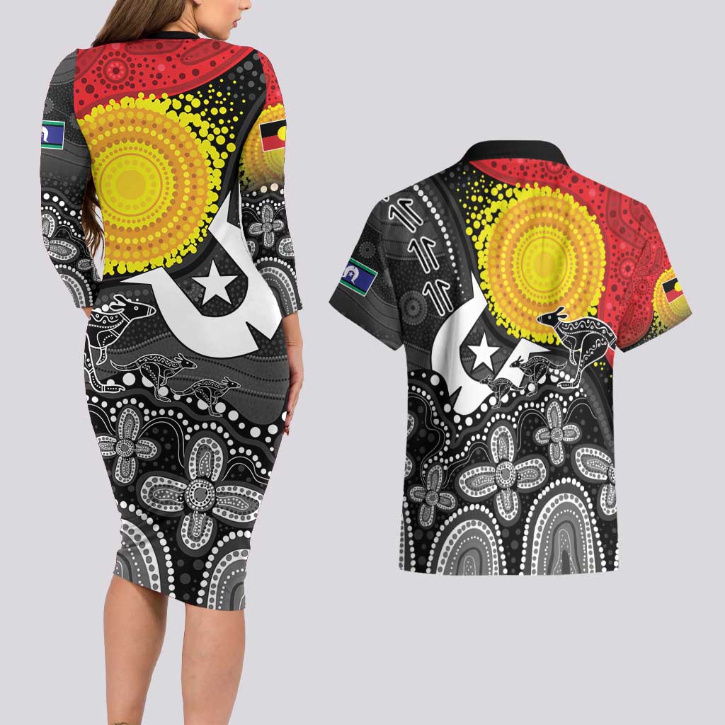 Aboriginal-Torres Strait Islanders Couples Matching Long Sleeve Bodycon Dress and Hawaiian Shirt Together Culture Inspired Story