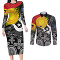 Aboriginal-Torres Strait Islanders Couples Matching Long Sleeve Bodycon Dress and Long Sleeve Button Shirt Together Culture Inspired Story