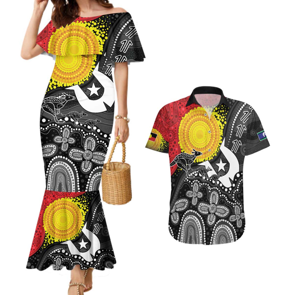 Aboriginal-Torres Strait Islanders Couples Matching Mermaid Dress and Hawaiian Shirt Together Culture Inspired Story