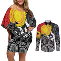 Aboriginal-Torres Strait Islanders Couples Matching Off Shoulder Short Dress and Long Sleeve Button Shirt Together Culture Inspired Story