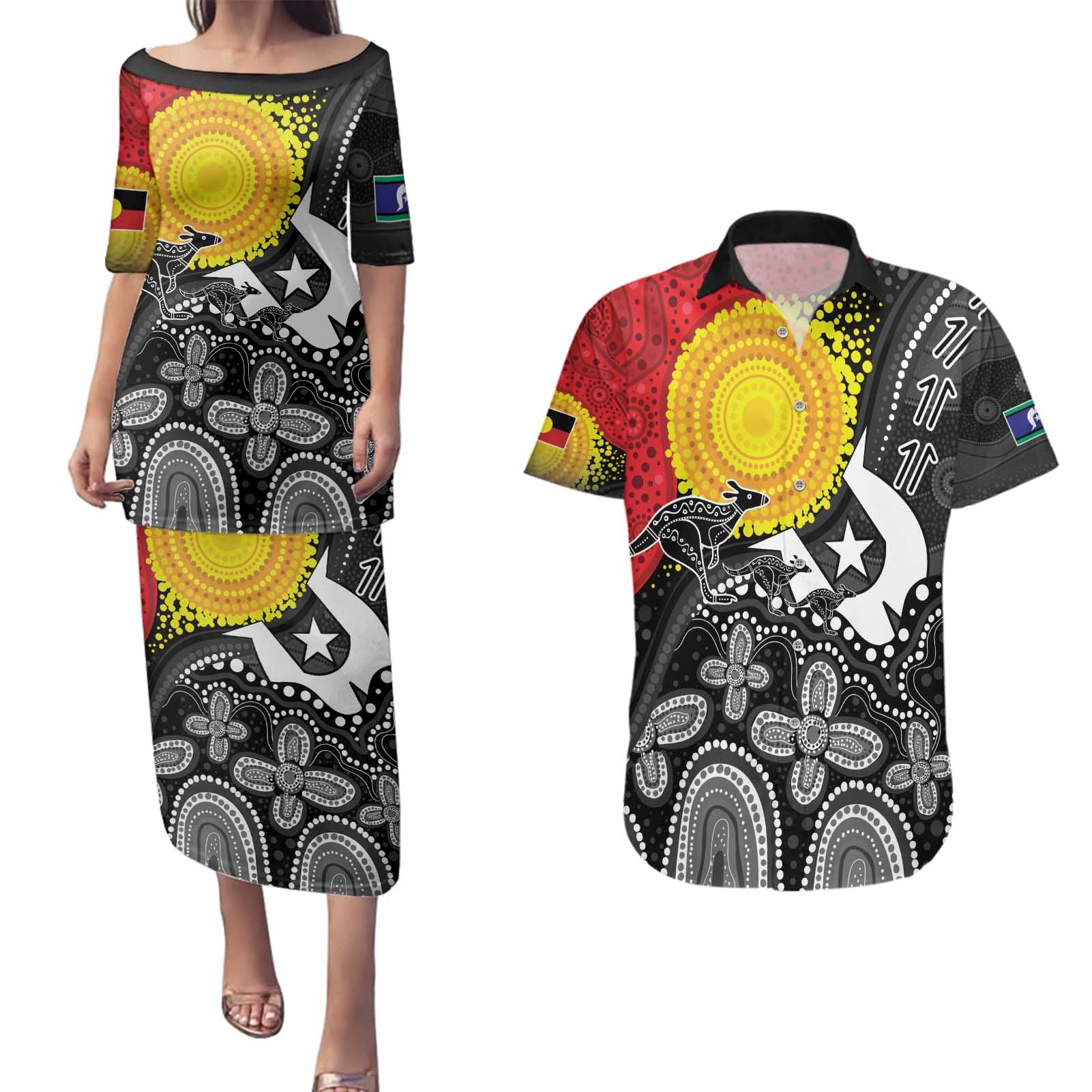 Aboriginal-Torres Strait Islanders Couples Matching Puletasi and Hawaiian Shirt Together Culture Inspired Story