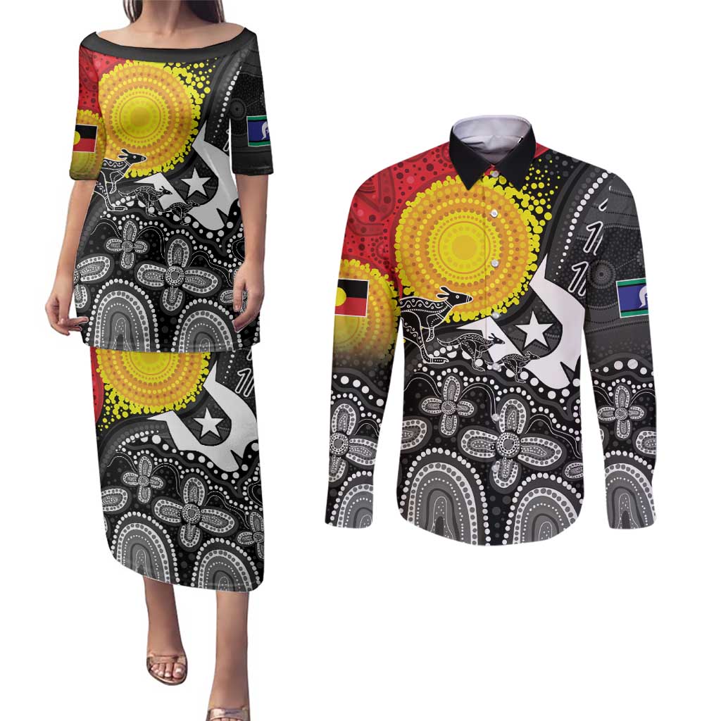 Aboriginal-Torres Strait Islanders Couples Matching Puletasi and Long Sleeve Button Shirt Together Culture Inspired Story