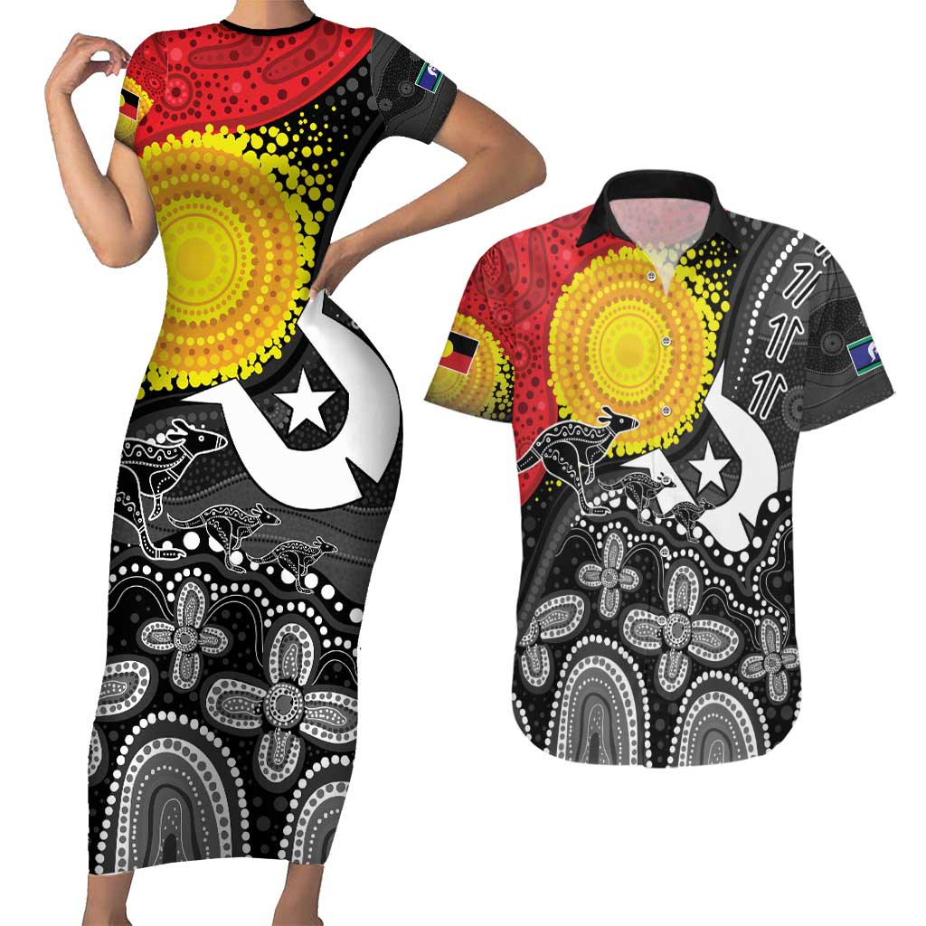 Aboriginal-Torres Strait Islanders Couples Matching Short Sleeve Bodycon Dress and Hawaiian Shirt Together Culture Inspired Story