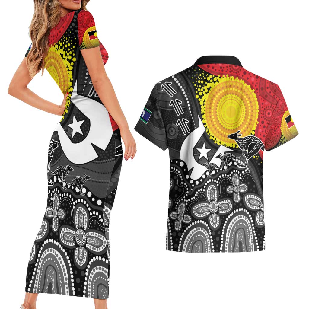 Aboriginal-Torres Strait Islanders Couples Matching Short Sleeve Bodycon Dress and Hawaiian Shirt Together Culture Inspired Story