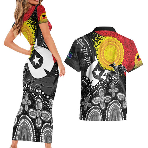 Aboriginal-Torres Strait Islanders Couples Matching Short Sleeve Bodycon Dress and Hawaiian Shirt Together Culture Inspired Story