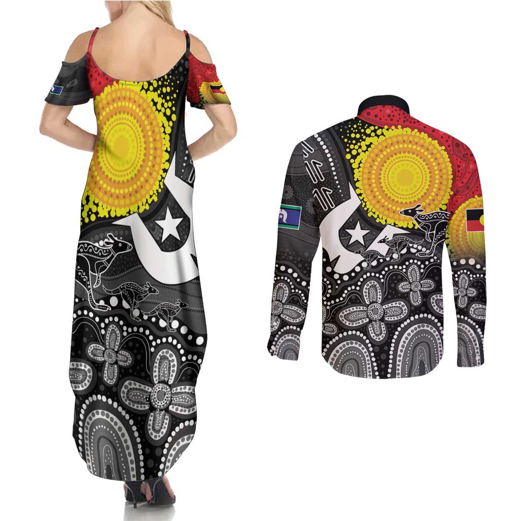 Aboriginal-Torres Strait Islanders Couples Matching Summer Maxi Dress and Long Sleeve Button Shirt Together Culture Inspired Story