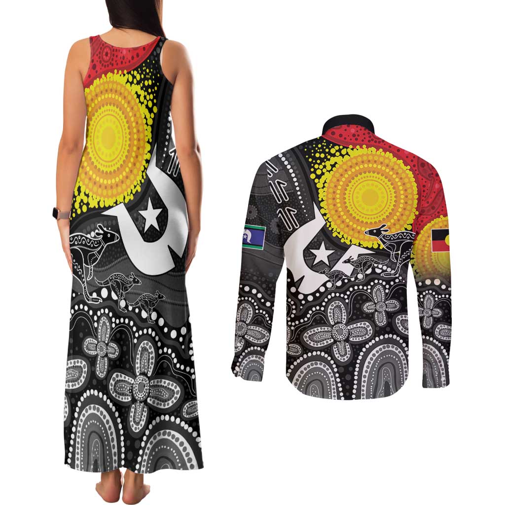 Aboriginal-Torres Strait Islanders Couples Matching Tank Maxi Dress and Long Sleeve Button Shirt Together Culture Inspired Story