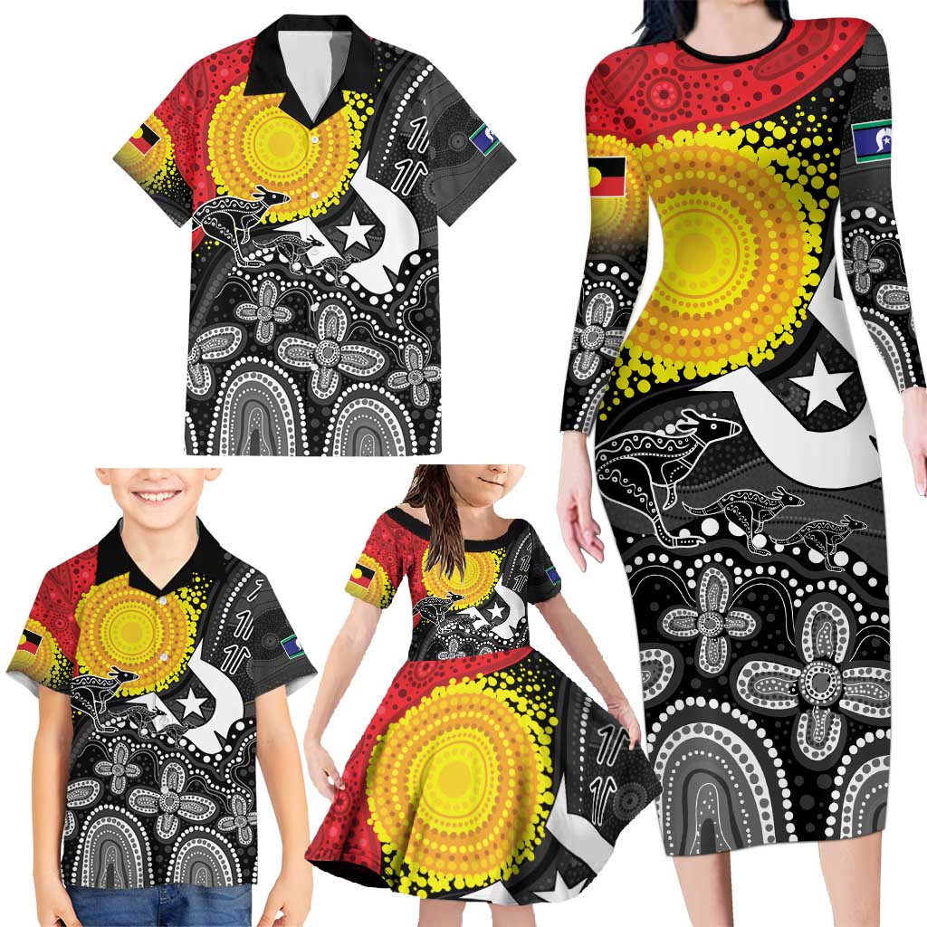 Aboriginal-Torres Strait Islanders Family Matching Long Sleeve Bodycon Dress and Hawaiian Shirt Together Culture Inspired Story