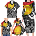 Aboriginal-Torres Strait Islanders Family Matching Long Sleeve Bodycon Dress and Hawaiian Shirt Together Culture Inspired Story