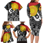Aboriginal-Torres Strait Islanders Family Matching Long Sleeve Bodycon Dress and Hawaiian Shirt Together Culture Inspired Story