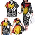 Aboriginal-Torres Strait Islanders Family Matching Off The Shoulder Long Sleeve Dress and Hawaiian Shirt Together Culture Inspired Story
