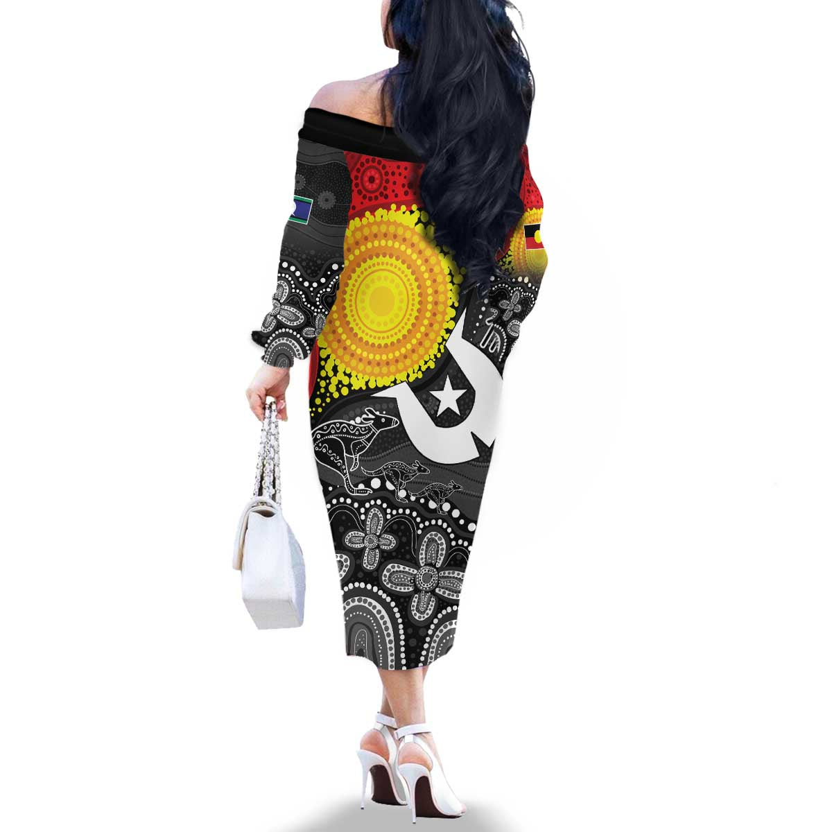 Aboriginal-Torres Strait Islanders Family Matching Off The Shoulder Long Sleeve Dress and Hawaiian Shirt Together Culture Inspired Story