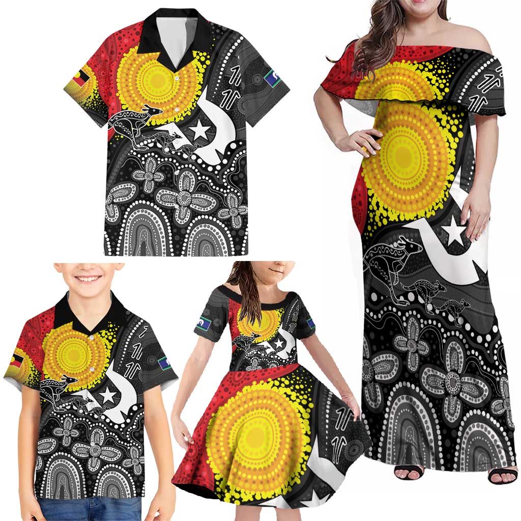 Aboriginal-Torres Strait Islanders Family Matching Off Shoulder Maxi Dress and Hawaiian Shirt Together Culture Inspired Story