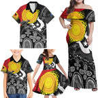 Aboriginal-Torres Strait Islanders Family Matching Off Shoulder Maxi Dress and Hawaiian Shirt Together Culture Inspired Story